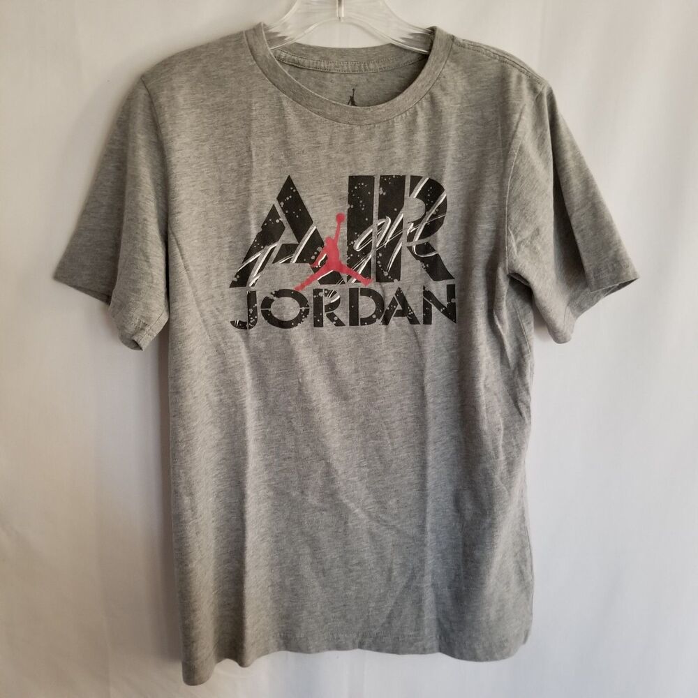 Air Jordan T-shirt Boys Gray Short Sleeve Tee Youth Size XL